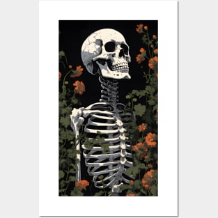 Gothic Flower And Bones Skeleton Gothic Skulls Posters and Art